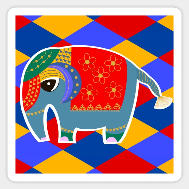 Colorful Elephant Sticker by EV Visuals